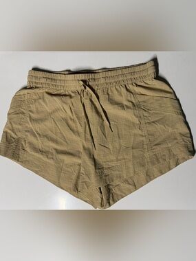 Fabletics Tan Grid Pattern Athletic Shorts Size Large L Drawstring